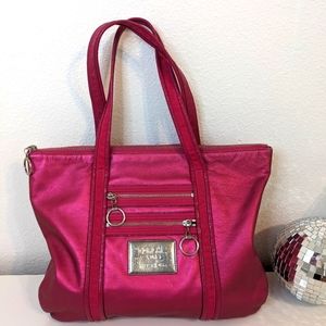 Coach Poppy metallic barbie pink tote bag w/ purple interior